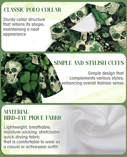 St. Patrick’s Day Skull Shamrock Polo Shirt | Azhawaiian