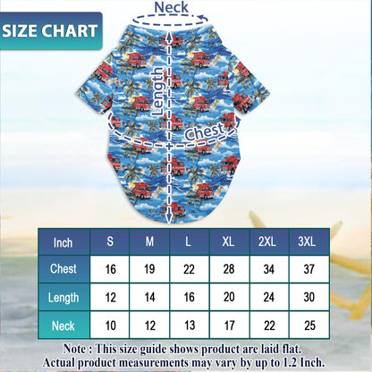 Fire Truck Firefighter Matching Dog Owner Hawaiian Shirts, Funny Pet Aloha Shirt for Beach Vacation - Azhawaiian