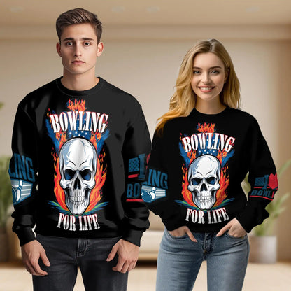 Bowling Skull Fire Sweatshirt – Colorful Graphic 3D All Over Print Design
