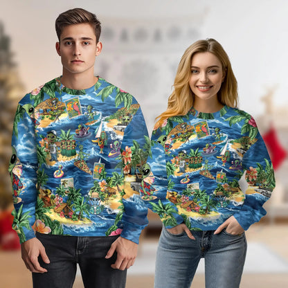 Funny Alien Surfing Sweatshirt – Colorful Graphic 3D All Over Print Design