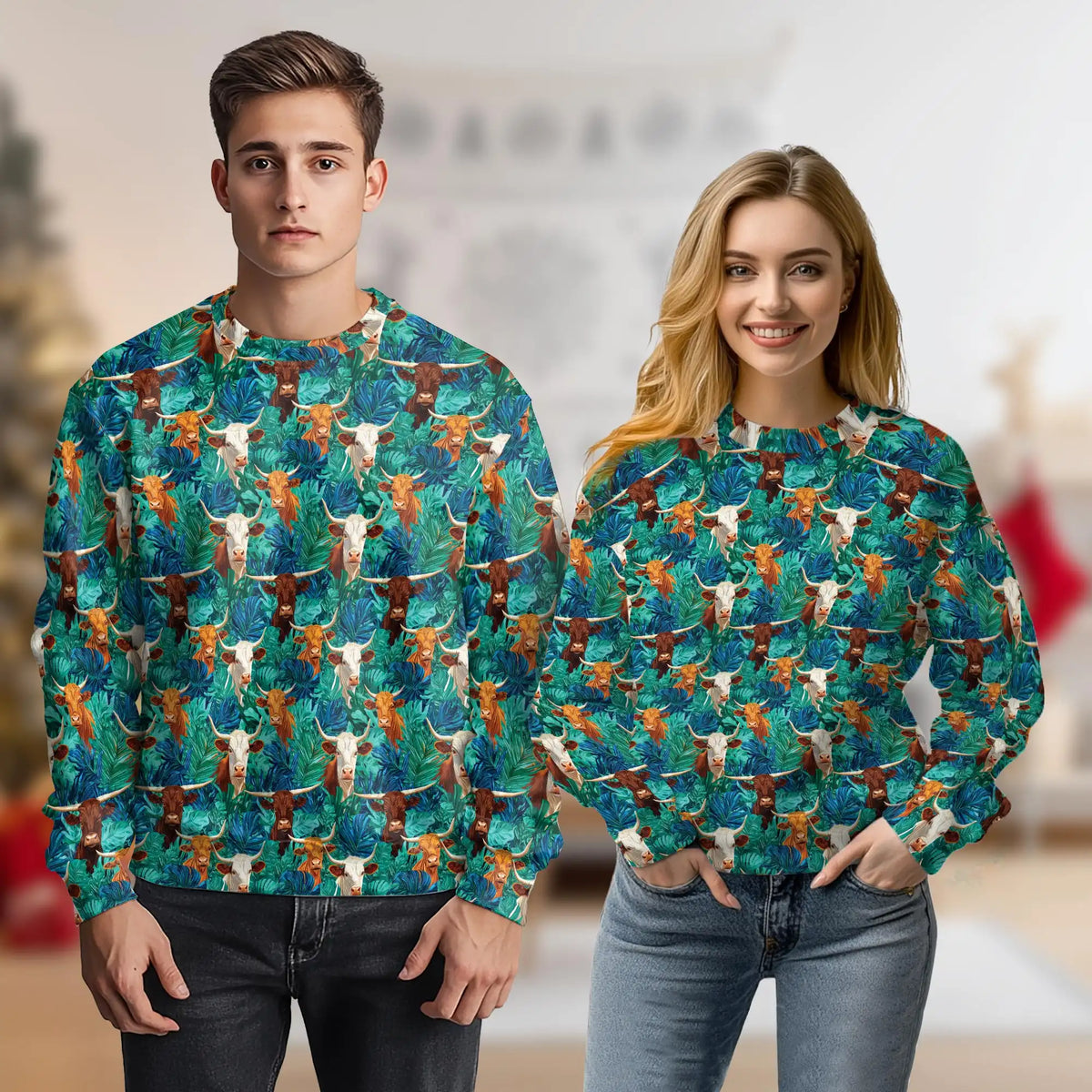 Longhorn Cattle Sweatshirt – Colorful Graphic 3D All Over Print Design