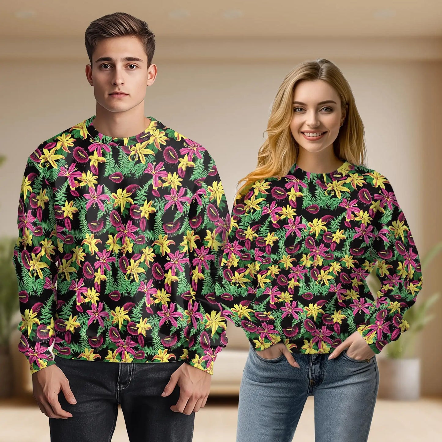 Venus Flytrap Floral Sweatshirt – Colorful Graphic 3D All Over Print Design