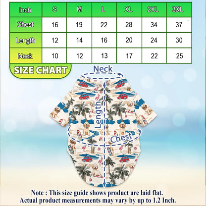 Goldendoodle Tree Beach Print Matching Dog Owner Hawaiian Shirts, Funny Pet Aloha Shirt for Beach Vacation - Azhawaiian