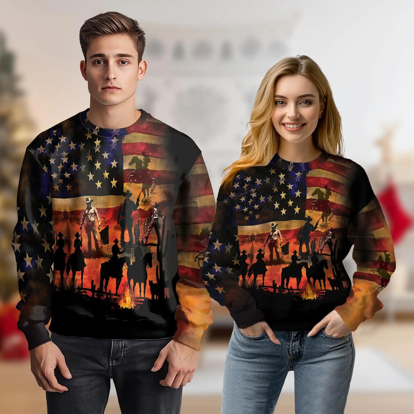 Cowboy Sunset Sweatshirt – Colorful Graphic 3D All Over Print Design