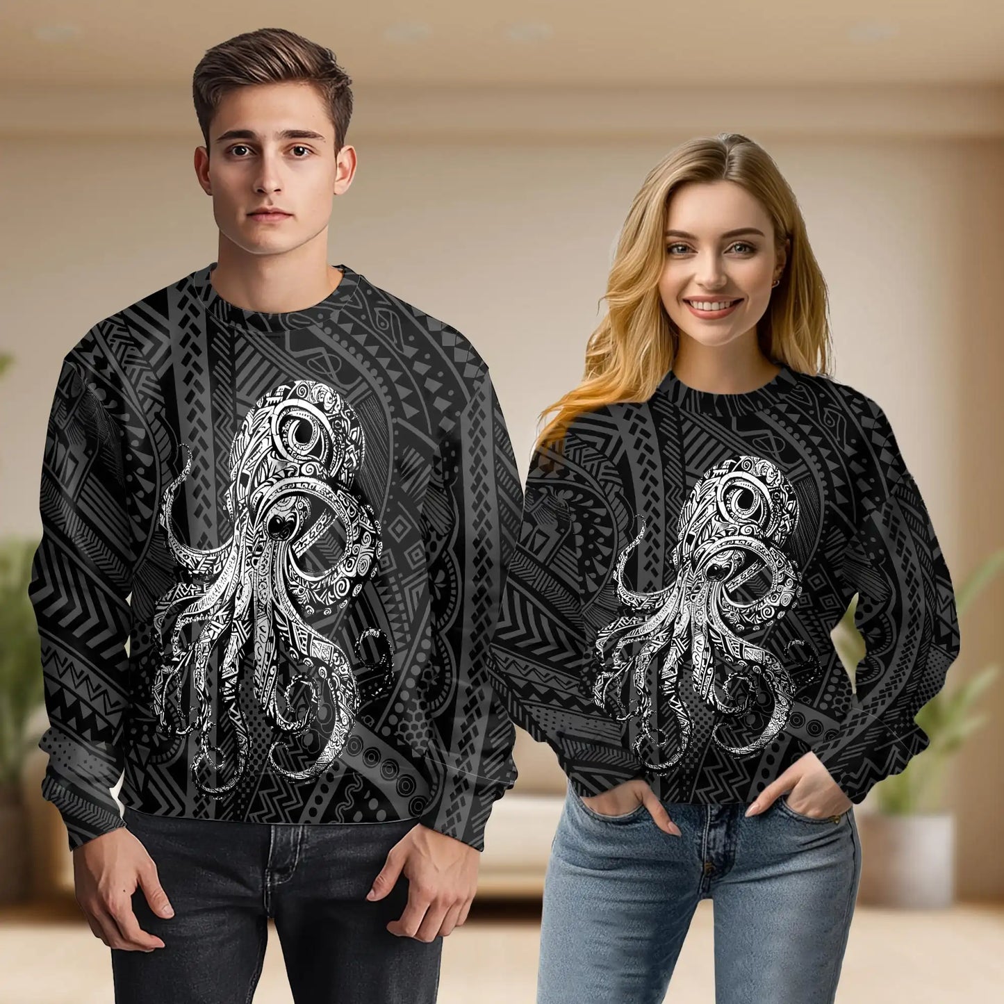 Octopus Graphic Beach Sweatshirt – Tropical 3D All Over Print Design