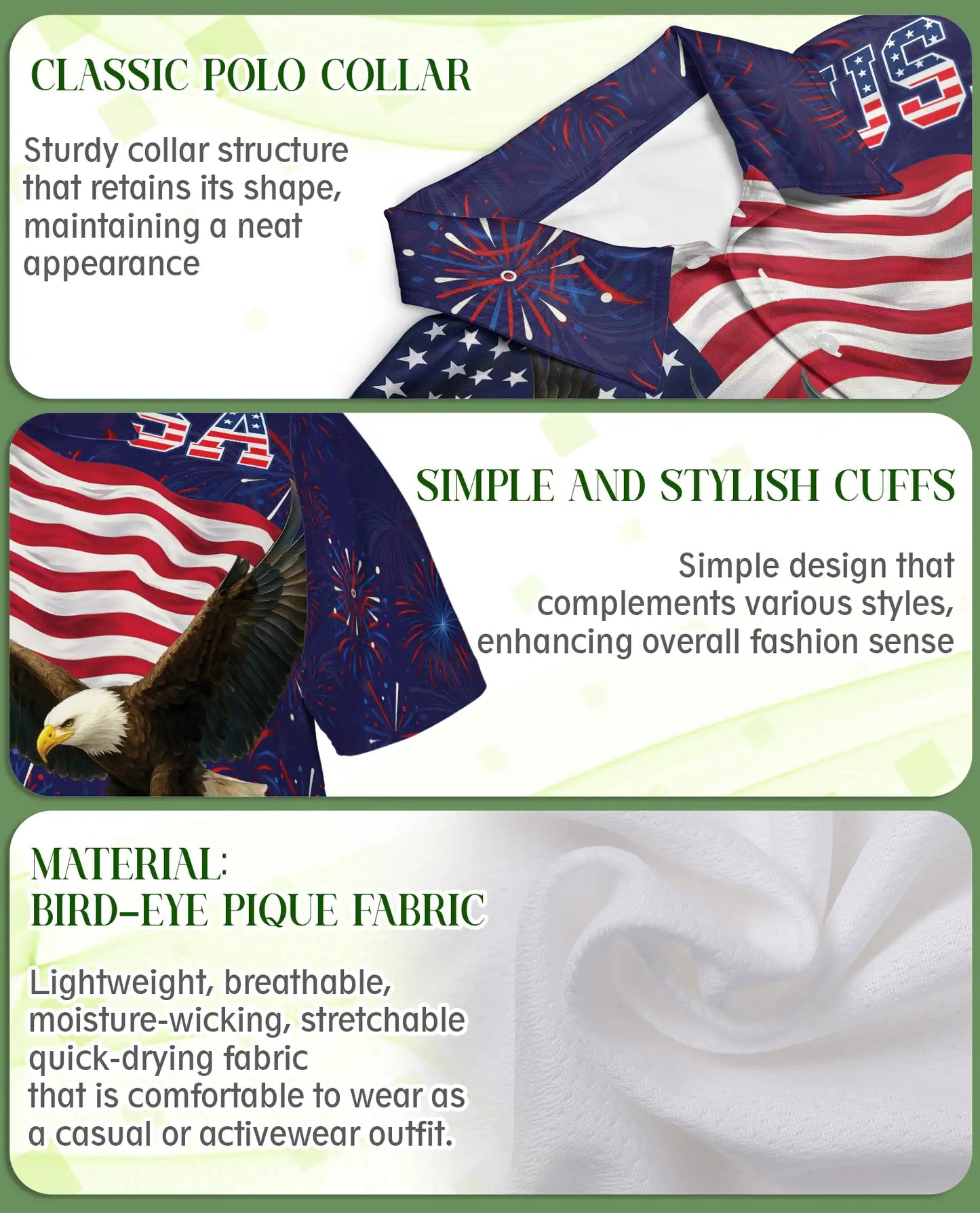 4th of July Polo Shirt, Patriotic Eagle USA Print | Azhawaiian