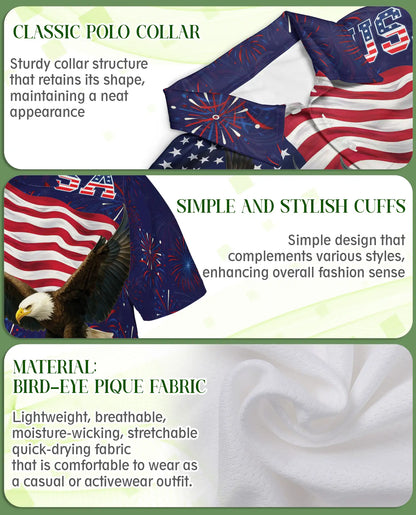 4th of July Polo Shirt, Patriotic Eagle USA Print | Azhawaiian