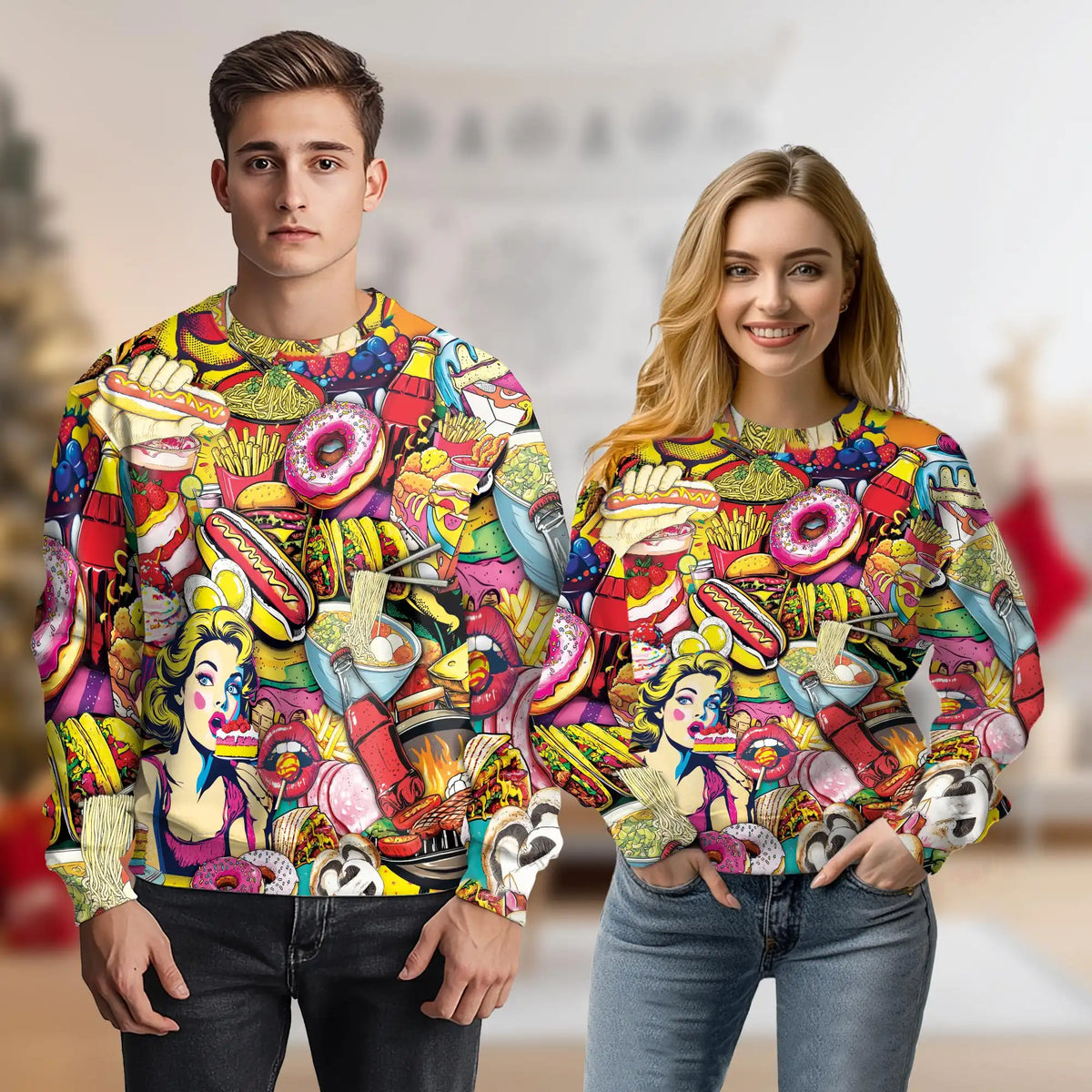 Fast Food Sweatshirt – Colorful Graphic 3D All Over Print Design