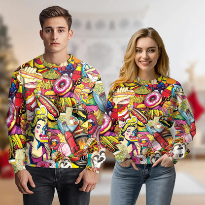 Fast Food Sweatshirt – Colorful Graphic 3D All Over Print Design