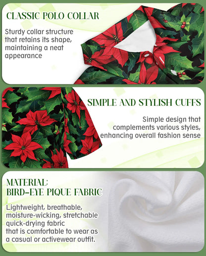 Christmas Poinsettia Polo Shirt | Azhawaiian