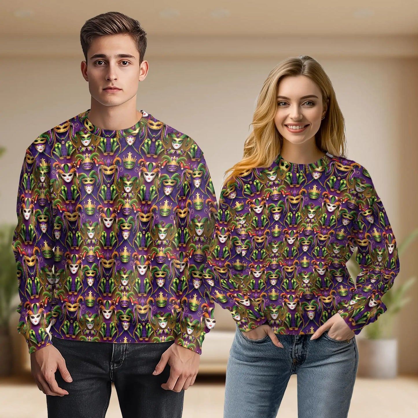 Mardi Gras Sweatshirt – Colorful Graphic 3D All Over Print Design