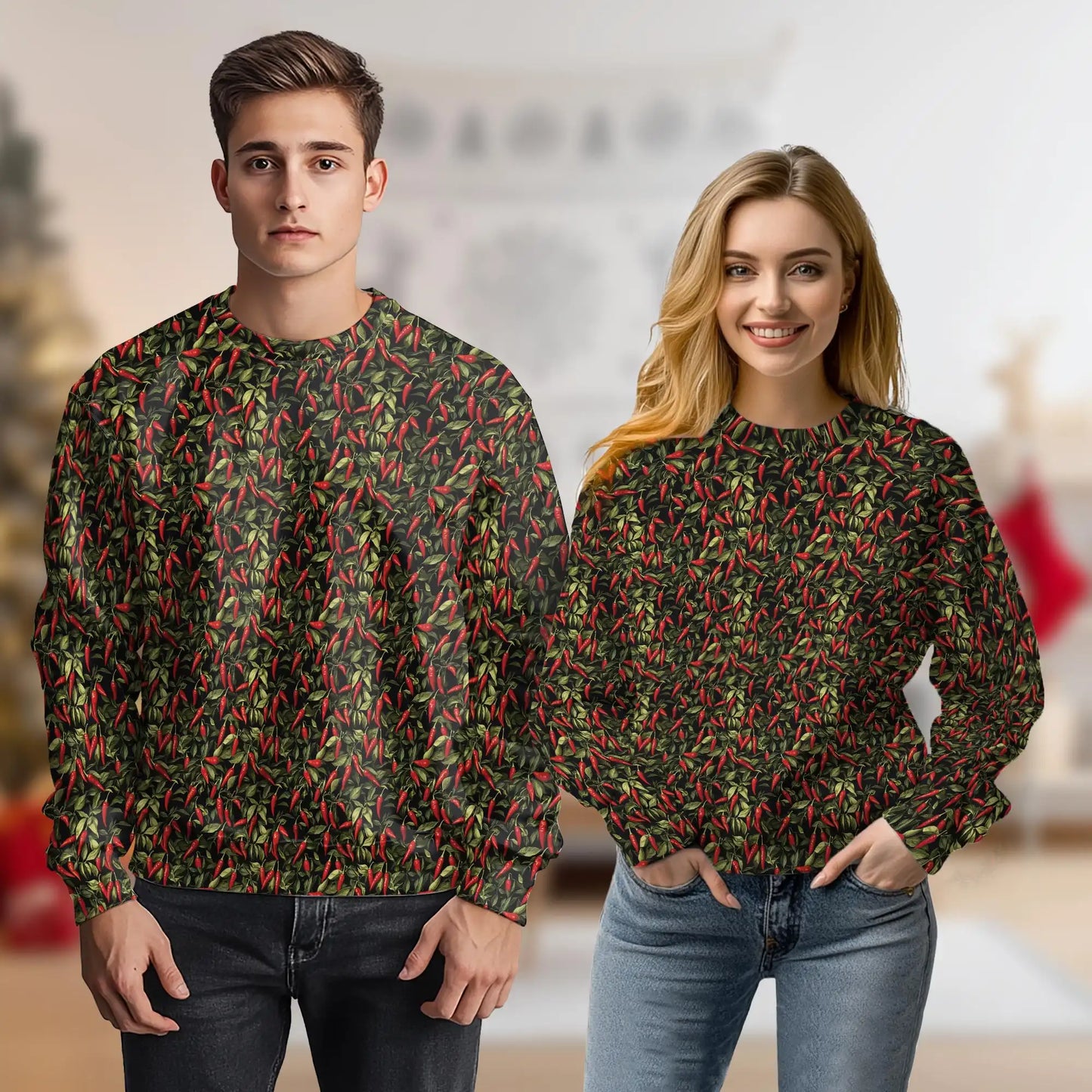 Chili Pepper Pattern Sweatshirt – Colorful Graphic 3D All Over Print Design