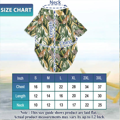 Tropical Summer Wild Animals and Plants Beach Matching Dog Owner Hawaiian Shirts, Pet Aloha Shirt - Azhawaiian