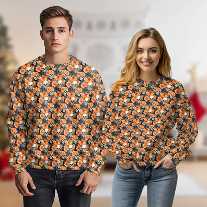 Orange Skull Sweatshirt – Colorful Graphic 3D All Over Print Design