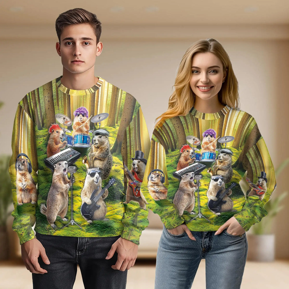 Musical Groundhog Sweatshirt – Colorful Graphic 3D All Over Print Design