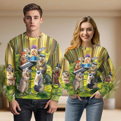 Musical Groundhog Sweatshirt – Colorful Graphic 3D All Over Print Design