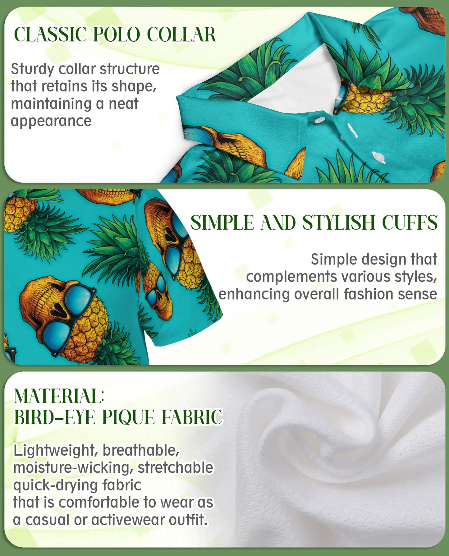 Skull Pineapple Polo Shirt, Tropical Island Print | Azhawaiian