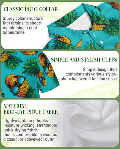 Skull Pineapple Polo Shirt, Tropical Island Print | Azhawaiian