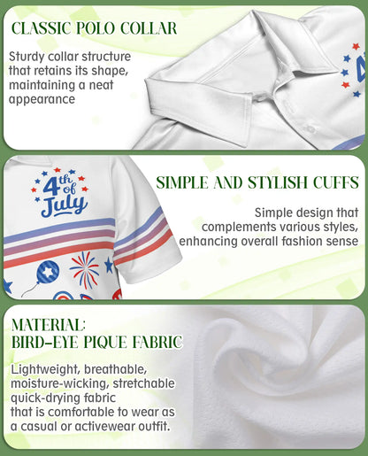 4th Of July Patriotic Celebration Polo Shirt for Men | Azhawaiian