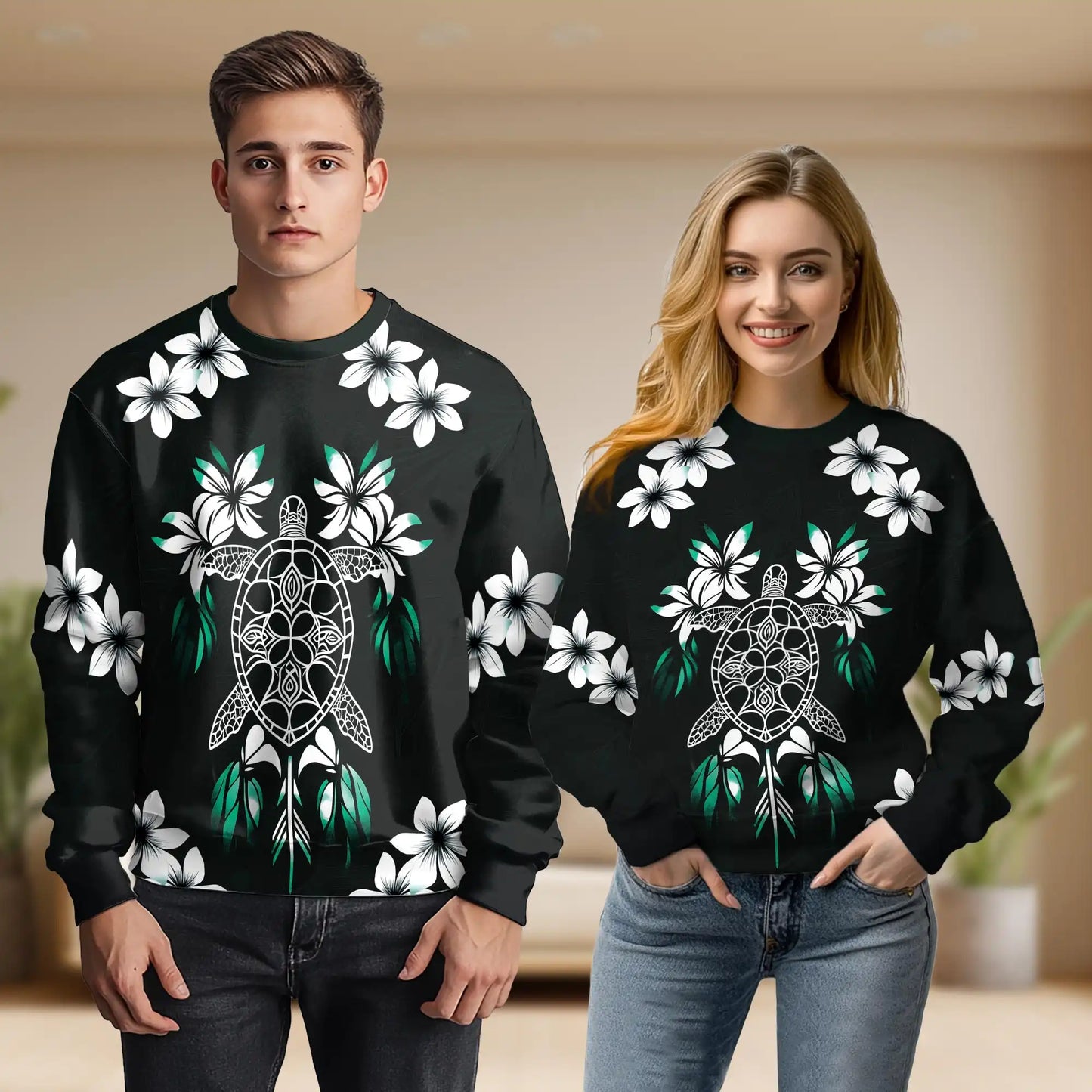 Green Turtle Sweatshirt – Colorful Graphic 3D All Over Print Design