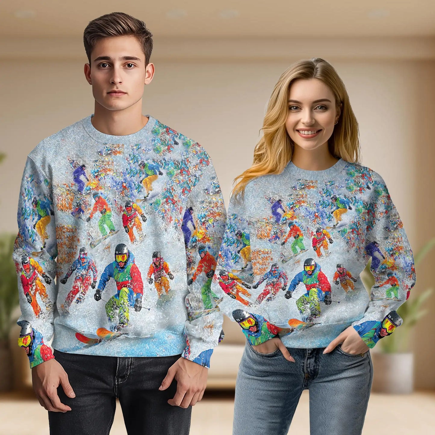 Snowboarding Sweatshirt – Colorful Graphic 3D All Over Print Design