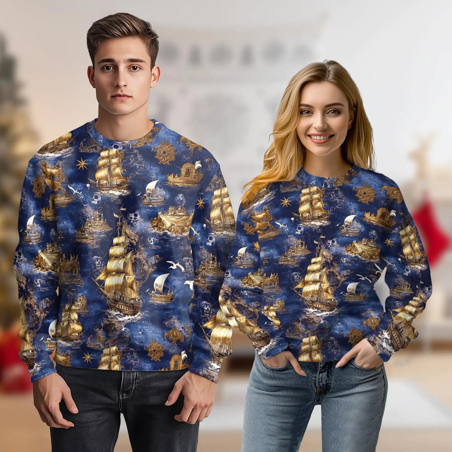 Pirate Ship Sweatshirt – Colorful Graphic 3D All Over Print Design