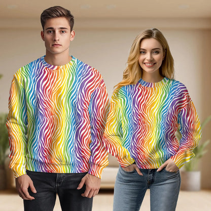 Rainbow Zebra Pattern Sweatshirt – Colorful Graphic 3D All Over Print Design