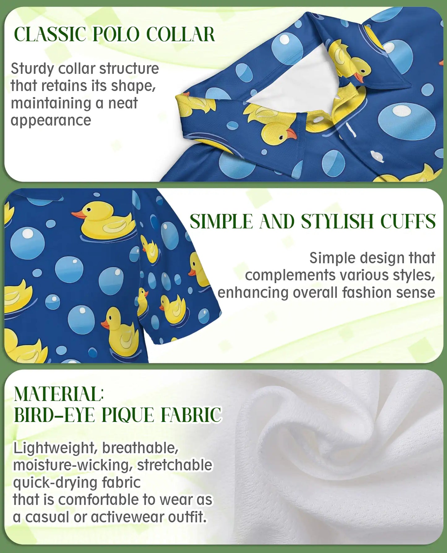 Cute Rubber Duck Bubble 3D Polo Shirt for Men, Fun Cartoon Bath Style | Azhawaiian