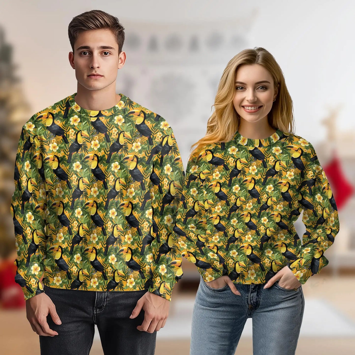 Toucan Plumeria Tropical Yellow Pattern Sweatshirt – Tropical 3D All Over Print Design