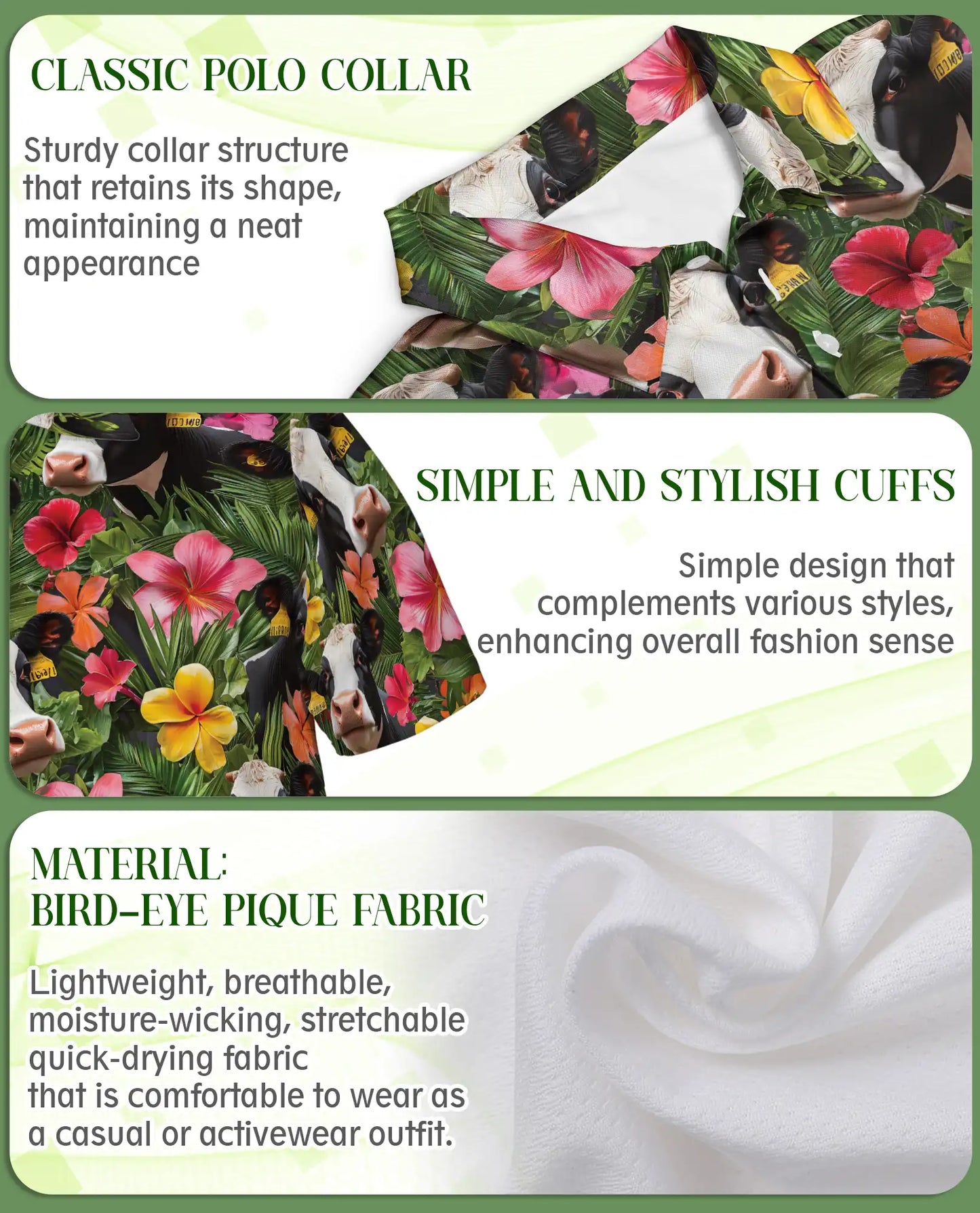 Cow Tropical Floral Polo Shirt | Azhawaiian