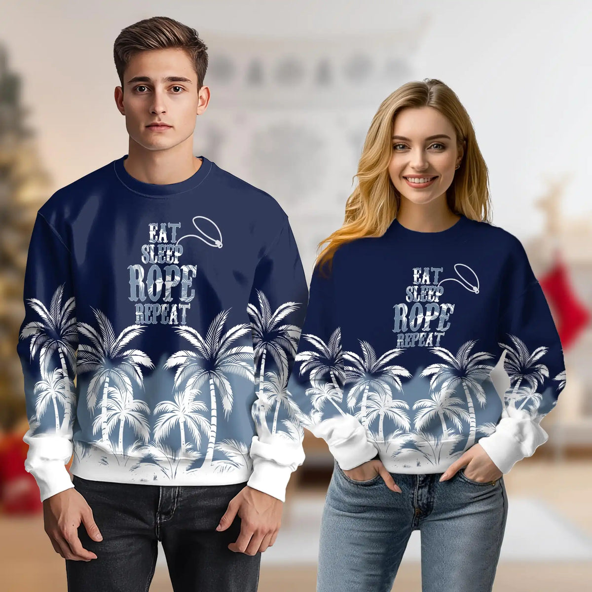 Eat Sleep Rope Repeat Sweatshirt – Colorful Graphic 3D All Over Print Design
