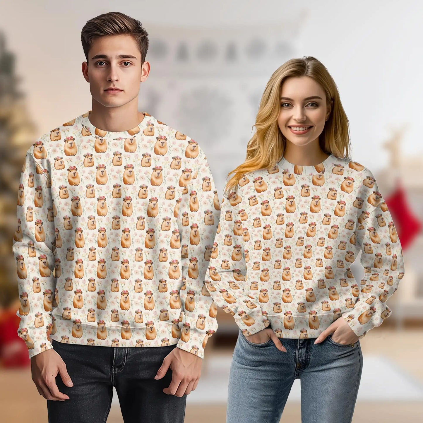 Cute Capybara Sweatshirt – Colorful Graphic 3D All Over Print Design