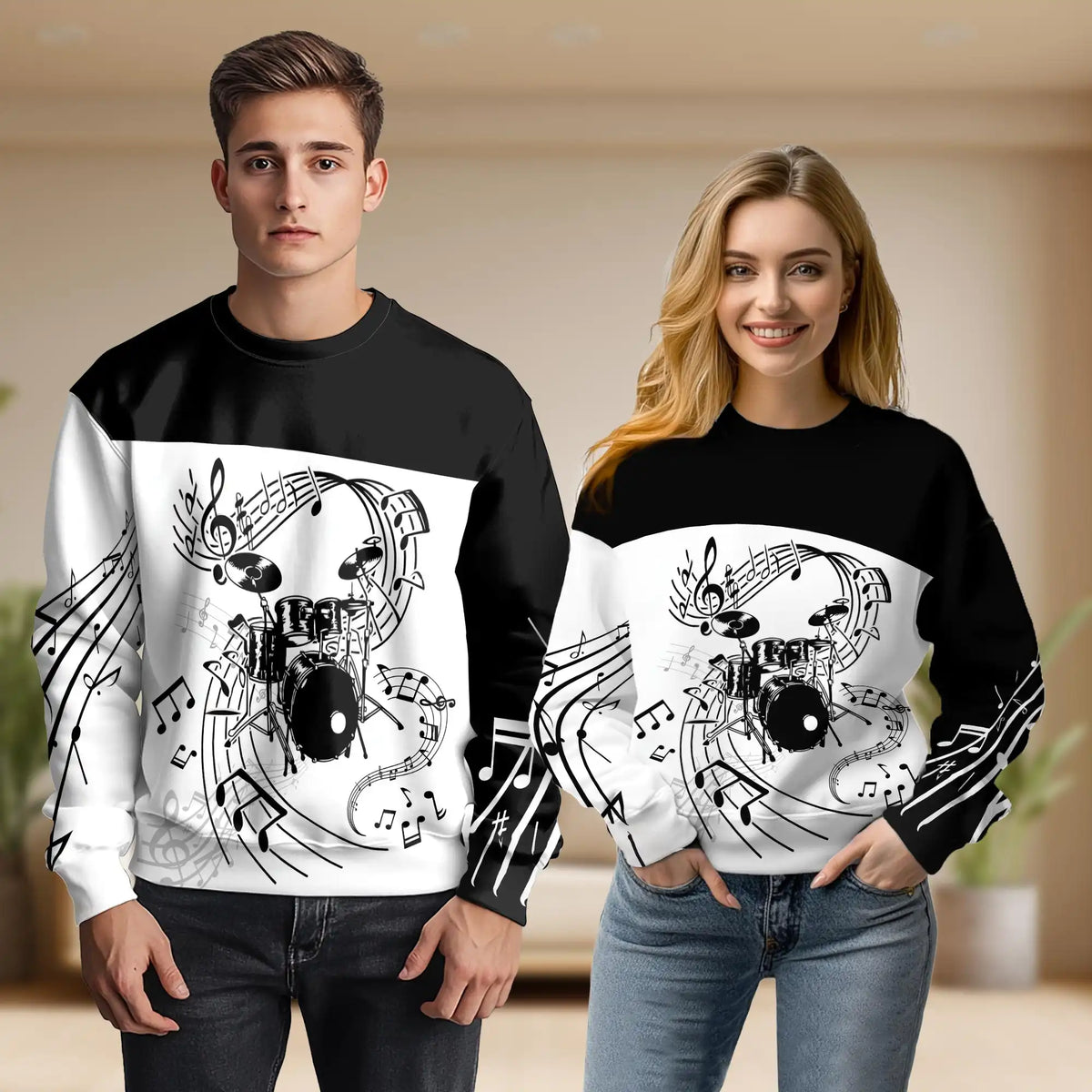 Drums Music Sweatshirt – Colorful Graphic 3D All Over Print Design