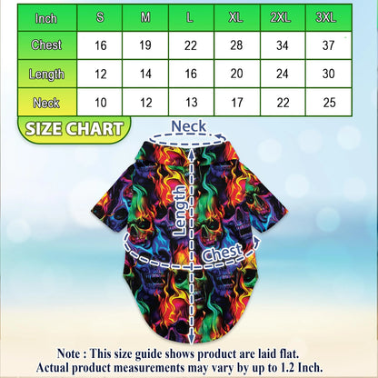 Flame Skull Fire Pattern Matching Dog Owner Hawaiian Shirts, Funny Pet Aloha Shirt for Beach Vacation - Azhawaiian