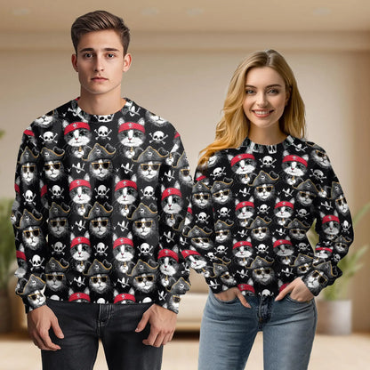 Pirate Cat Sweatshirt – Colorful Graphic 3D All Over Print Design