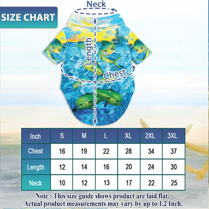 Mahi-Mahi Fish Fishing Matching Dog Owner Hawaiian Shirts, Funny Pet Aloha Shirt for Beach Vacation - Azhawaiian
