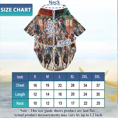 Colorful Horse Racing Matching Dog Owner Hawaiian Shirts, Funny Pet Aloha Shirt for Beach Vacation - Azhawaiian