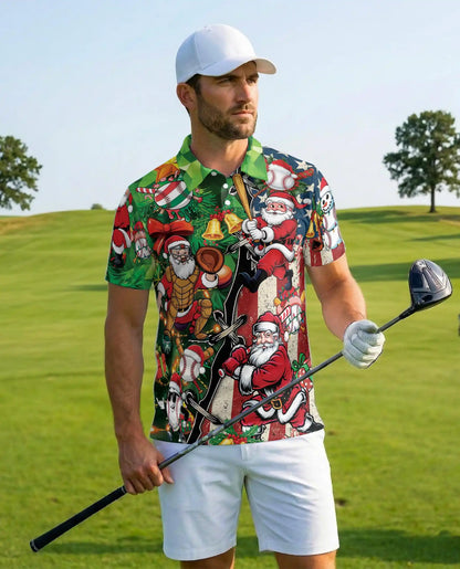 Christmas Baseball Polo Shirt - Santa Sports Fan Style | Azhawaiian