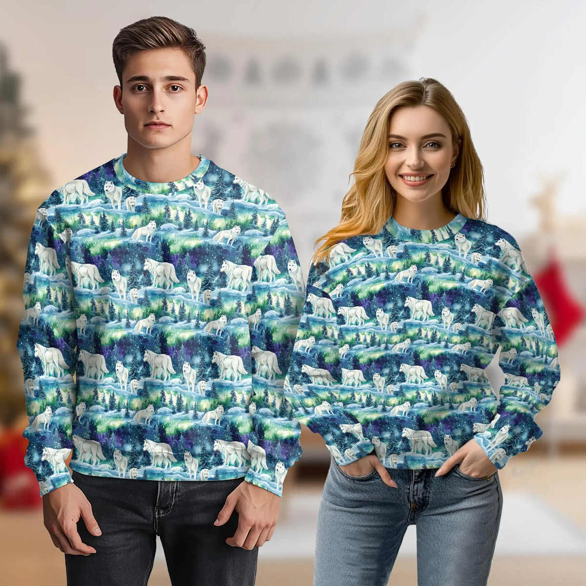 Winter Wolf Sweatshirt – Colorful Graphic 3D All Over Print Design