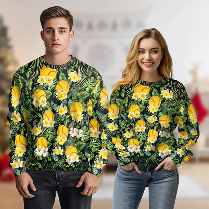 Softball Plumeria Tropical Leaves Sweatshirt – Tropical 3D All Over Print Design