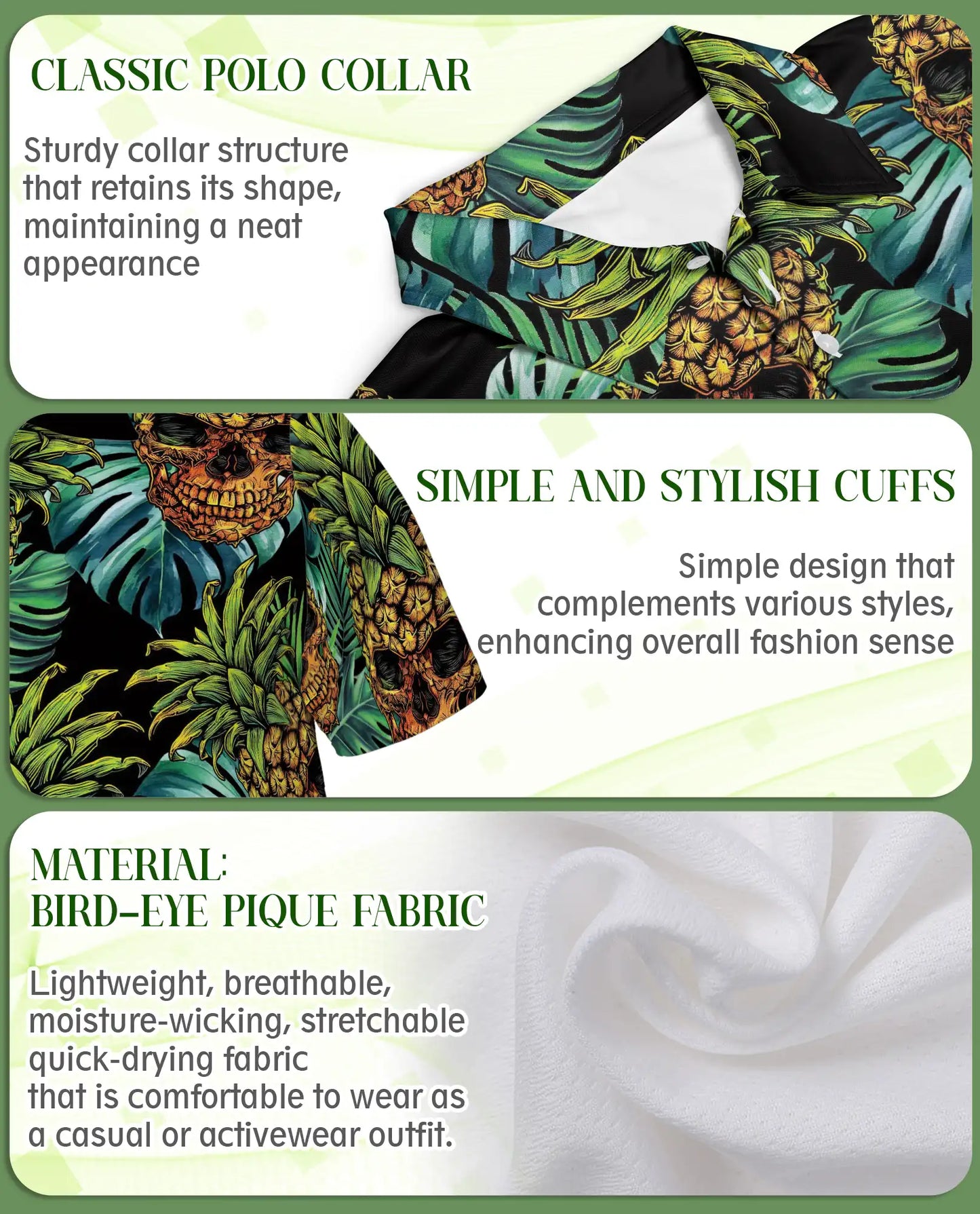 Pineapple Skull Polo Shirt - Tropical Gothic Island Style | Azhawaiian