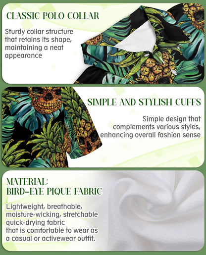Pineapple Skull Polo Shirt - Tropical Gothic Island Style | Azhawaiian