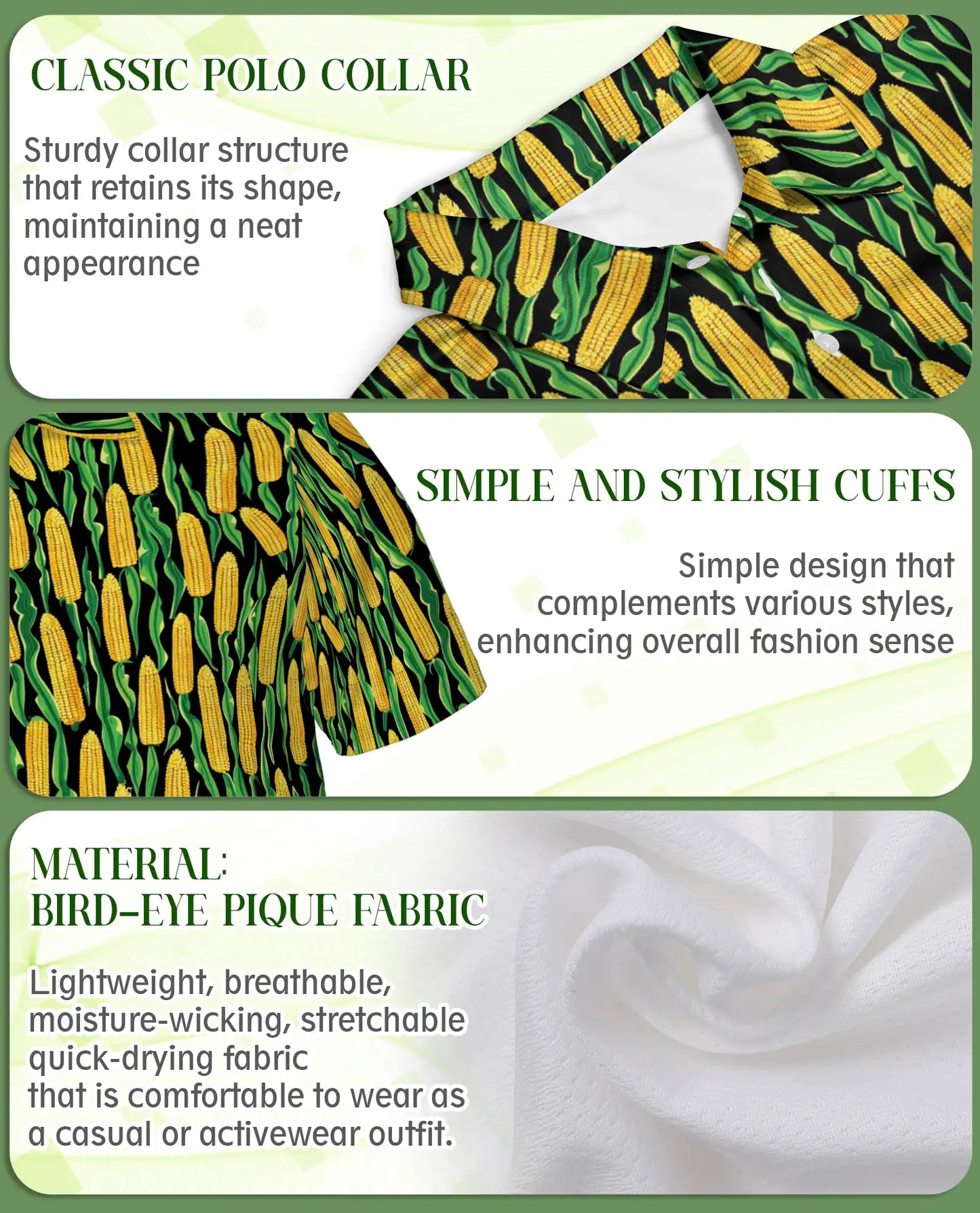 Corn Pattern Hawaiian Polo Shirt for Men | Azhawaiian