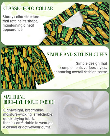 Corn Pattern Hawaiian Polo Shirt for Men | Azhawaiian