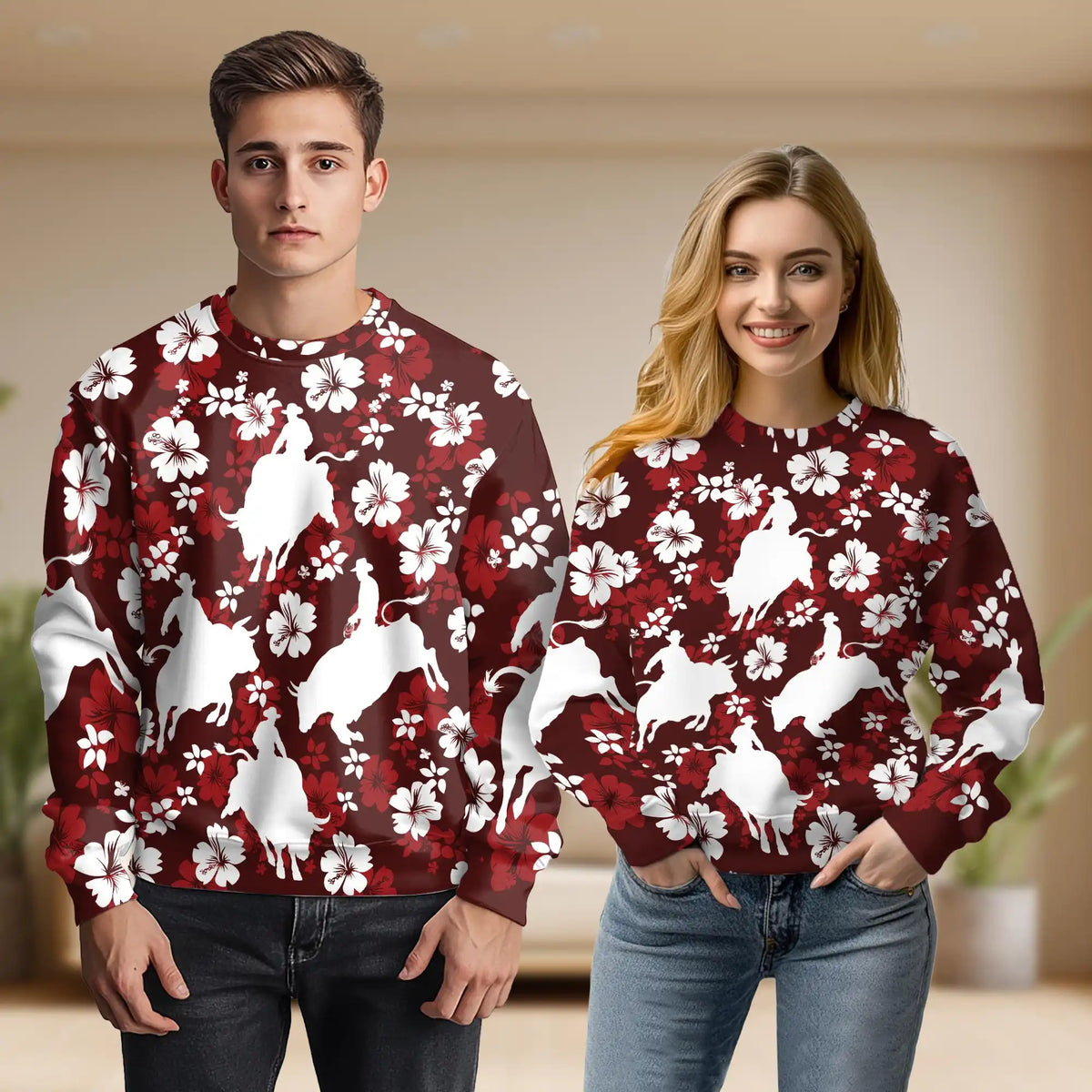 Tropical Bull Riding Sweatshirt – Tropical 3D All Over Print Design