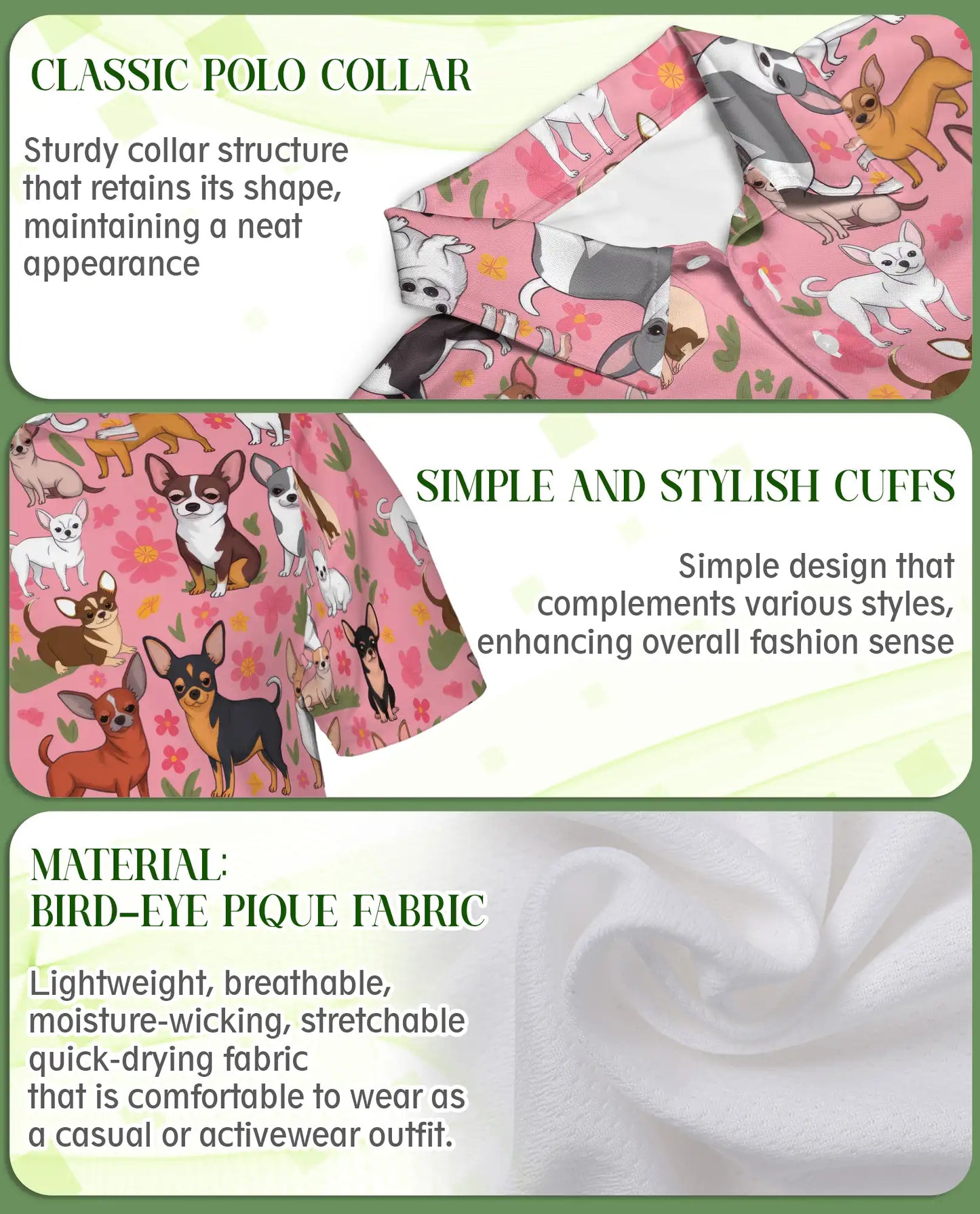 Cute Chihuahua Floral Pattern Polo Shirt | Azhawaiian