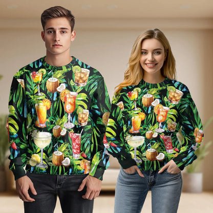 Cocktail and Fruit Summer Sweatshirt – Tropical 3D All Over Print Design
