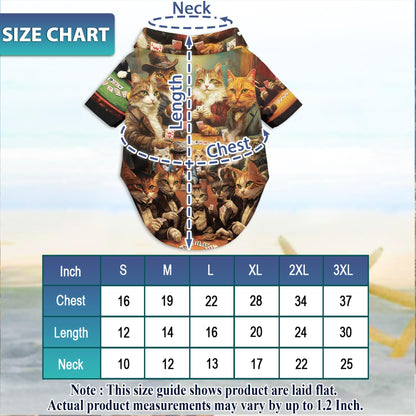 Cats Playing Poker Matching Dog Owner Hawaiian Shirts, Funny Pet Aloha Shirt for Beach Vacation - Azhawaiian