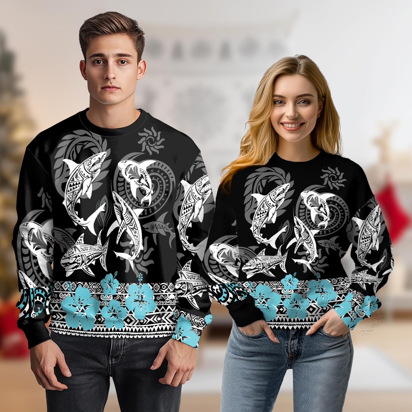 Shark Art Sweatshirt – Colorful Graphic 3D All Over Print Design