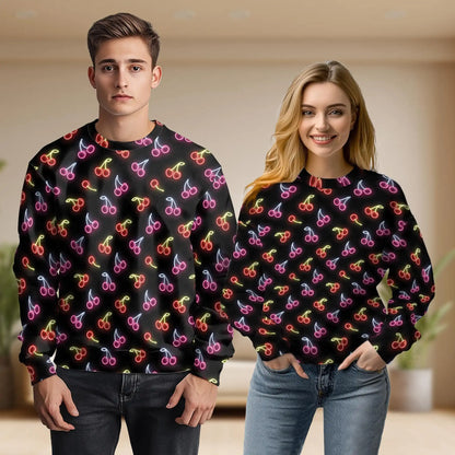 Neon Cherry Sweatshirt – Colorful Graphic 3D All Over Print Design